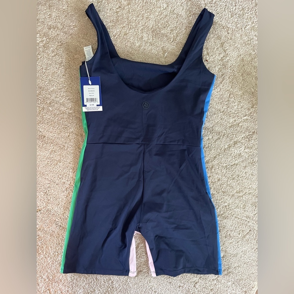 Addison Bay Workout Romper Navy Colorblock Medium NWT - Picture 3 of 3